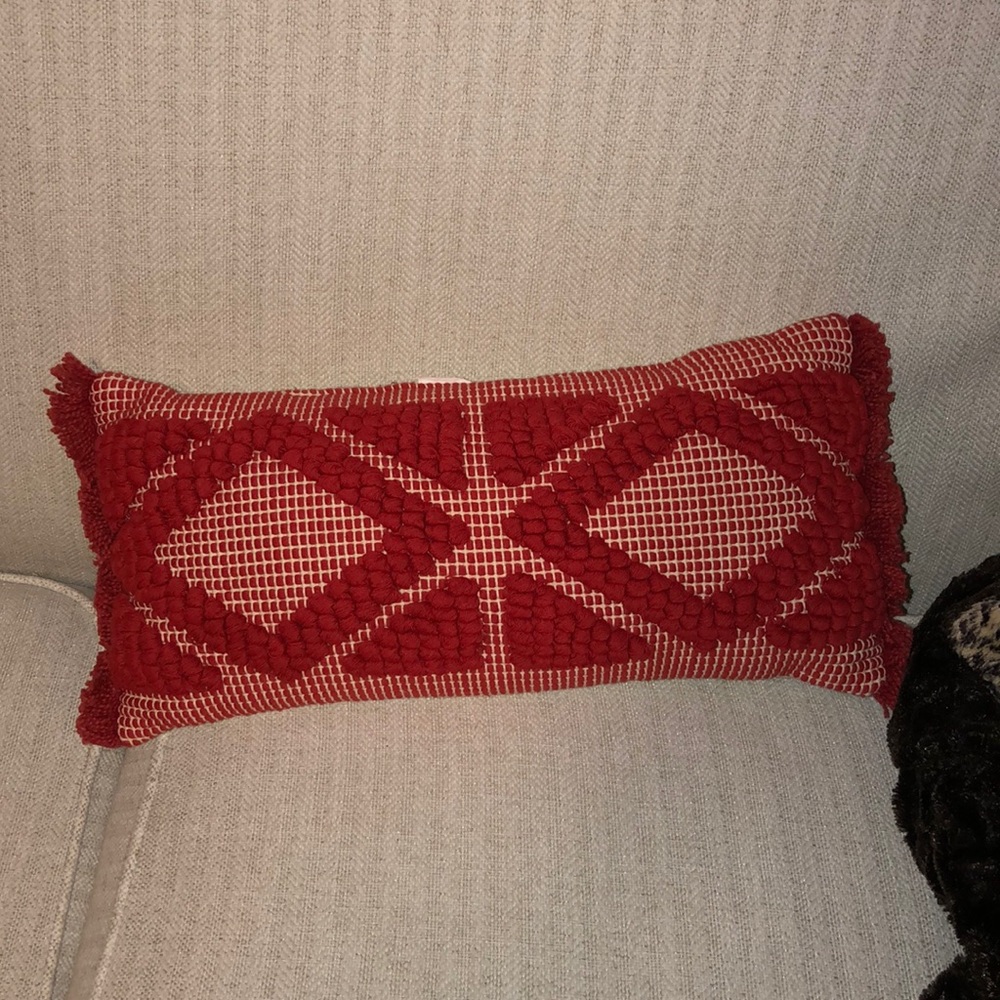 Red throw pillow